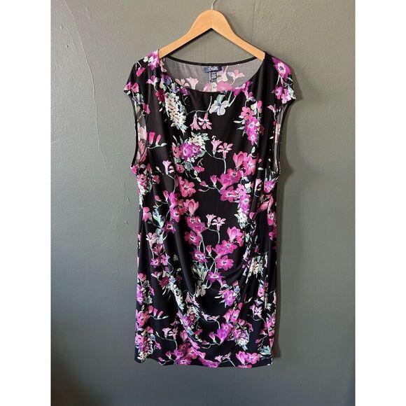 Chaps Womens Black Floral Pattern Sleeveless Blouse Size 24W - Picture 1 of 3